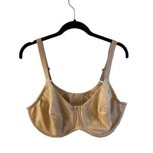 Lilyette‎ 40D Wire Bra Biege shiny mesh 3 hooks adj strap